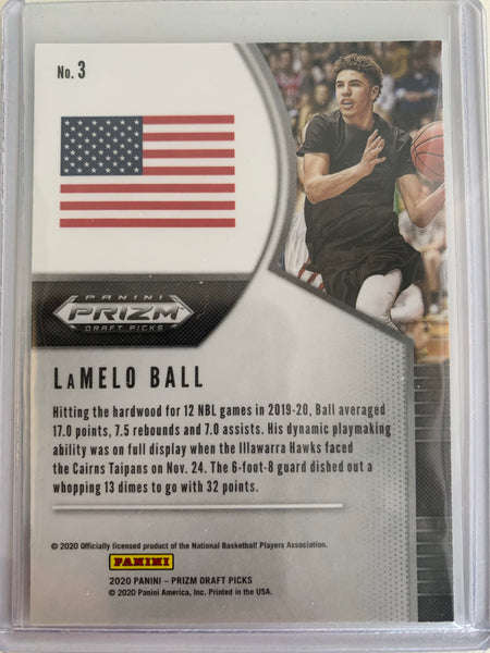 2020 PANINI PRIZM DRAFT PICKS BASKETBALL #3 CHARLOTTE HORNETS - LAMELO BALL PRIZM BASE ROOKIE CARD