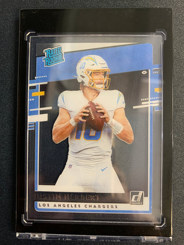 2020 PANINI CHRONICLES FOOTBALL #RR-JH LOS ANGELES CHARGERS - JUSTIN HERBERT CLEARLY DONRUSS ROOKIE CARD