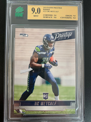 2019 PANINI PRESTIGE FOOTBALL #223 SEATTLE SEAHAWKS - D.K METCALF ROOKIE CARD GRADED MNT 9.0 MINT