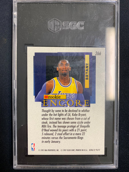 1996-97 FLEER ULTRA BASKETBALL #266 - KOBE BRYANT ROOKIE CARD GRADED SGC 7.5 NM+