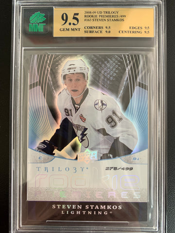 2008-09 UD TRILOGY HOCKEY #163 TAMPA BAY LIGHTNING - STEVEN STAMKOS ROOKIE PREMIERES ROOKIE CARD NUMBERED 275/499 GRADED MNT 9.5 GEM MINT