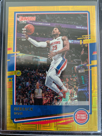 2020-2021 PANINI DONRUSS CHOICE NBA BASKETBALL #60 DETROIT PISTONS - DERRICK ROSE CHOICE GOLD SERIAL NUMBERED 07/10