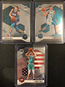 2020-2021 PANINI MOSAIC NBA BASKETBALL CHARLOTTE HORNETS - LAMELO BALL MOSAIC ROOKIE 3 CARD LOT