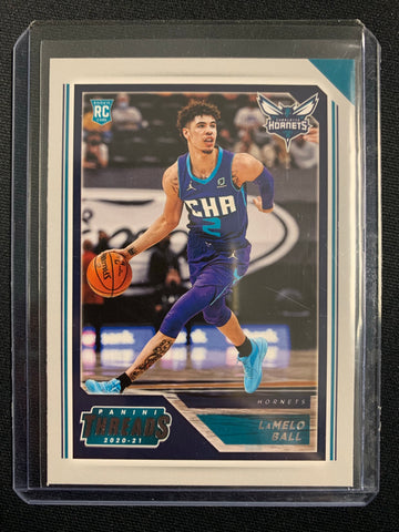 2020-2021 PANINI CHRONICLES NBA BASKETBALL #84 CHARLOTTE HORNETS - LAMELO BALL PANINI THREADS ROOKIE CARD