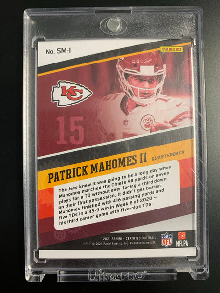 2021 PANINI CERTIFIED FOOTBALL #SM-1 KANSAS CITY CHIEFS - PATRICK MAHOMES SCORING MACHINES SSP INSERT CASE HIT