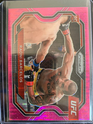 2021 PANINI PRIZM UFC # 175 - RAONI BARCELOS PINK CRACKED PRIZM SERIAL NUMBERED 04/42