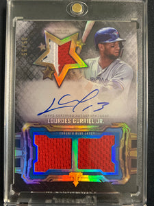 2020 TOPPS TRIPLE THREADS BASEBALL #RFPAR-LG TORONTO BLUE JAYS - LOURDES GURRIEL JR FUTURE PHENOM AUTO TRIPLE PATCH NUMBERED 05/35