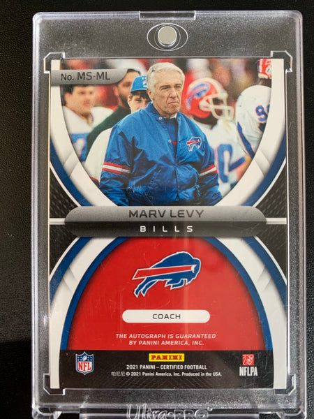 2021 PANINI CERTIFIED FOOTBALL #MS-ML BUFFALO BILLS - MARV LEVY MIRROR SIGNATURES NUMBERED 18/50