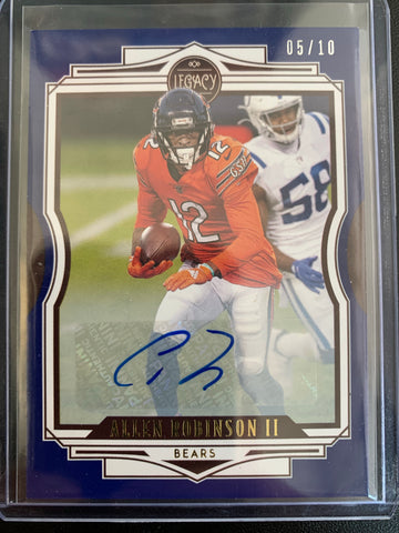 2021 PANINI LEGACY FOOTBALL #57 CHICAGO BEARS - ALLEN ROBINSON BLUE PARALLEL AUTOGRAPHED CARD NUMBERED 05/10