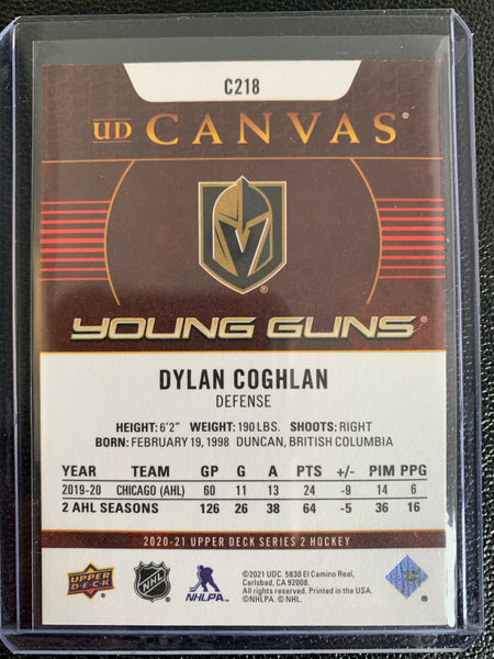 2020-21 UPPER DECK HOCKEY #C218 VEGAS GOLDEN KNIGHTS -DYLAN COGHLAN YOUNG GUNS CANVAS ROOKIE CARD