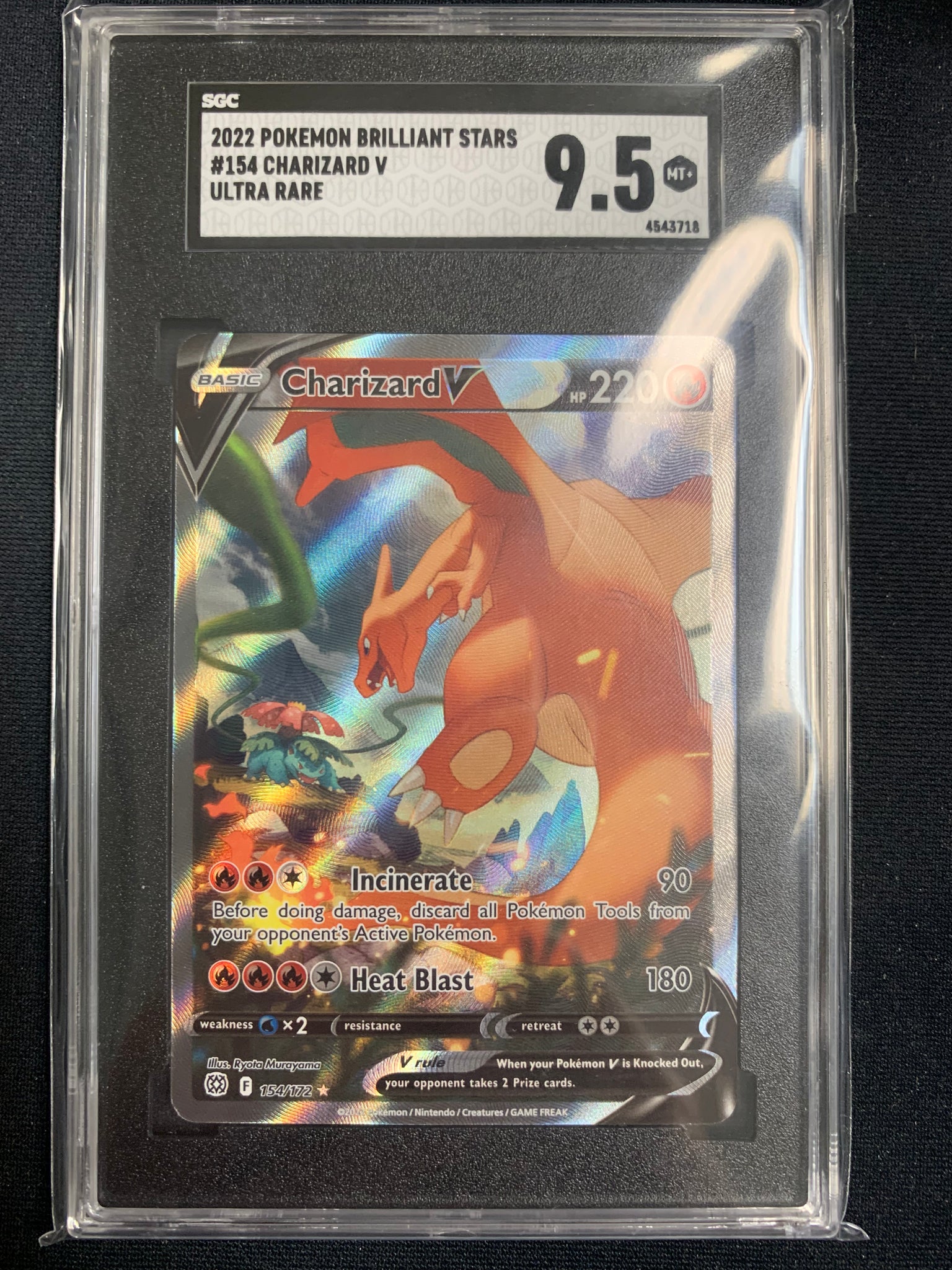 2022 POKEMON SW & SH BRILLIANT STARS CHARIZARD V ULTRA RARE #154 GRADED SGC 9.5 MT+