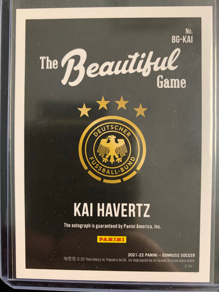 2021-22 PANINI DONRUSS SOCCER #BG-KAI GERMANY - KAI HAVERTZ "THE BEAUTIFUL GAME" AUTOGRAPHED CARD NUMBERED 2/7