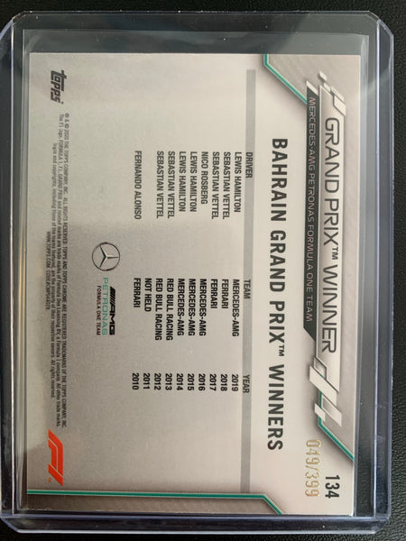2020 TOPPS CHROME FORMULA 1 RACING #134 - LEWIS HAMILTON GRAND PRIX WINNER NUMBERED 049/399