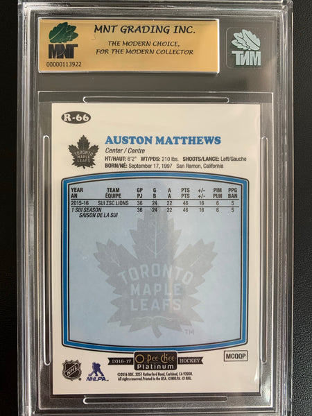 2016-17 UD OPC PLATINUM HOCKEY #R-66 TORONTO MAPLE LEAFS - AUSTON MATTHEWS RETRO ROOKIE CARD GRADED MNT 9.5 GEM MINT