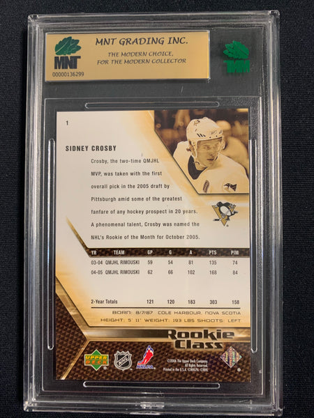 2005-06 UPPER DECK ROOKIE CLASS HOCKEY #1 PITTSBURGH PENGUINS - SIDNEY CROSBY ROOKIE CLASS ROOKIE CARD GRADED MNT 9 MINT