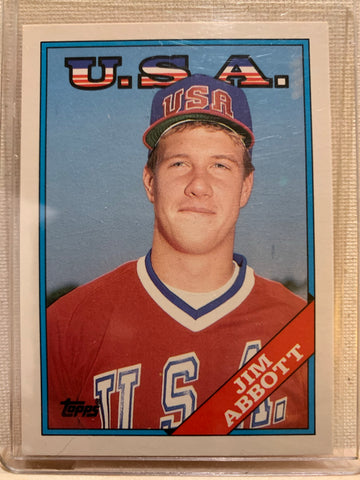 1988-89 TOPPS TRADED BASEBALL #1T - JIM ABBOTT ROOKIE CARD RAW