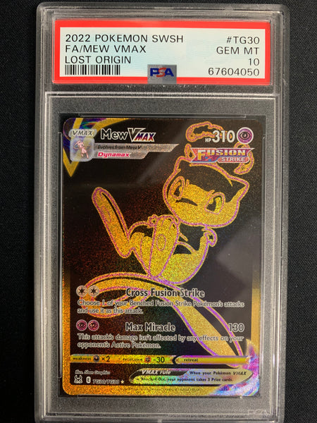 2022 POKEMON LOST ORIGIN MEW VMAX FULL ART TRAINER #TG30/TG30 - GRADED PSA 10 GEM MINT