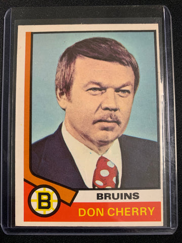 1974-75 O-PEE-CHEE HOCKEY #161 BOSTON BRUINS - DON CHERRY CARD