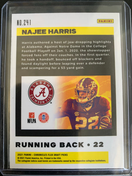 2021 PANINI CHRONICLES DRAFT PICKS FOOTBALL #241 PITTSBURGH STEELERS - NAJEE HARRIS FLUX ROOKIE CARD