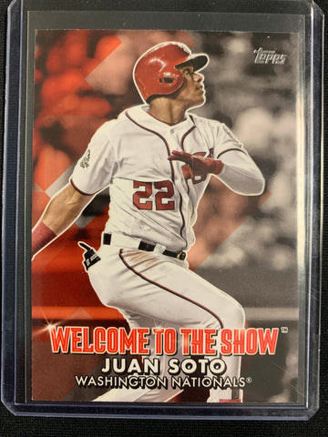 2022 TOPPS SERIES 1 BASEBALL #WTTS-11 WASHINGTON NATIONALS - JUAN SOTO WELCOME TO THE SHOW INSERT
