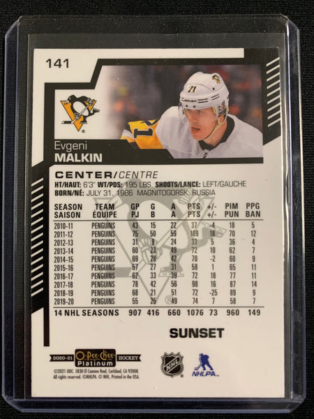 2020-21 UD OPC PLATINUM HOCKEY #141 PITTSBURGH PENGUINS - EVGENY MALKIN SUNSET PARALLEL SP