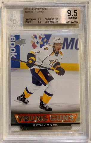 2013-14 UPPER DECK HOCKEY #228 NASHVILLE PREDATORS - SETH JONES ROOKIE CARD GRADED BGS 9.5 GEM MINT