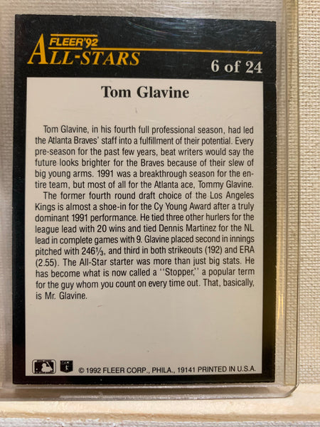 1992-93 FLEER BASEBALL #6 OF 24 - TOM GLAVINE FLEER ALL-STARS CARD RAW