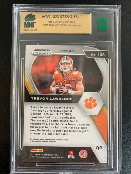 2021 PANINI PRIZM DRAFT PICKS FOOTBALL #106 JACKSONVILLE JAGUARS - TREVOR LAWRENCE ORANGE CRACKED ICE ROOKIE CARD GRADED MNT 9.5 GEM MINT
