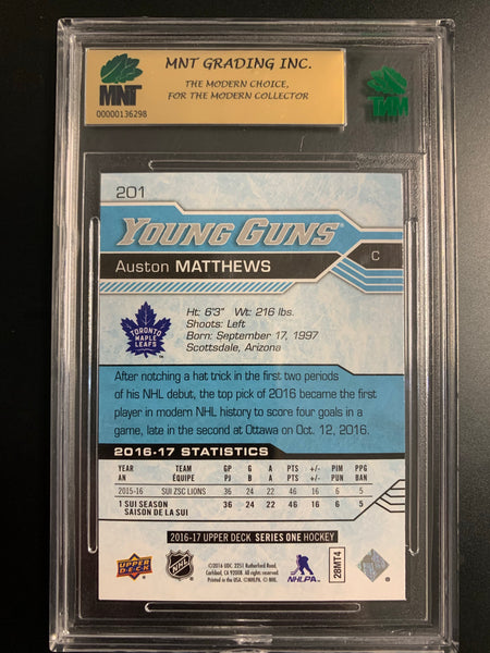 2016-17 UPPER DECK HOCKEY #201 TORONTO MAPLE LEAFS - AUSTON MATTHEWS ROOKIE CARD GRADED MNT 9.0 MINT