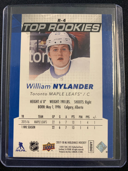 2017-18 UPPER DECK MJ HOLDINGS HOCKEY #R-4 TORONTO MAPLE LEAFS - WILLIAM NYLANDER TOP ROOKIES CARD