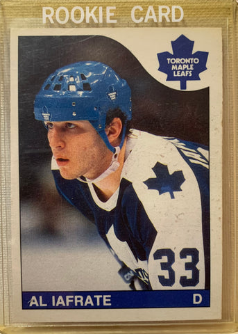 1985-86 O-PEE-CHEE HOCKEY #210 TORONTO MAPLE LEAFS - AL IAFRATE ROOKIE CARD RAW