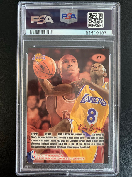 1996 FLEER ULTRA BASKETBALL #52 - KOBE BRYANT ROOKIE CARD GRADED PSA 7 NM