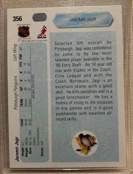 1990-91 UPPER DECK HOCKEY #356 PITTSBURGH PENGUINS - JAROMIR JAGR ROOKIE CARD RAW