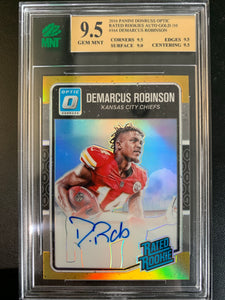 2016 PANINI DONRUSS OPTIC FOOTBALL #164 KANSAS CITY CHIEFS - DEMARCUS ROBINSON RATED ROOKIE AUTO GOLD NUMBERED 04/10 GRADED MNT 9.5 GEM MINT