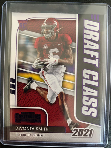 2021 PANINI CONTENDERS DRAFT PICKS FOOTBALL #4 PHILADELPHIA EAGLES - DEVONTA SMITH DRAFT CLASS PURPLE PARALLEL ROOKIE CARD