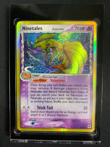 2006 POKEMON EX DEAGON FRONTIERS - NINETALES HOLO RARE 8/101 - MINT CONDITION