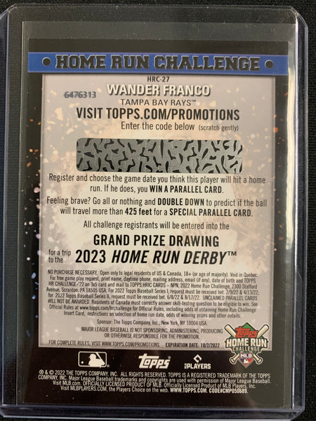 2022 TOPPS SERIES 1 BASEBALL #HRC27 TAMPA BAY RAYS - WANDER FRANCO HOME RUN CHALLENGE UNSCRATCHED
