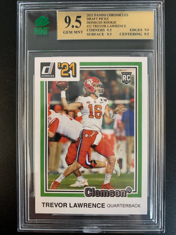 2021 PANINI CHRONICLES DRAFT PICKS FOOTBALL #32 JACKSONVILLE JAGUARS - TREVOR LAWRENCE DONRUSS ROOKIE CARD GRADED MNT 9.5 GEM MINT