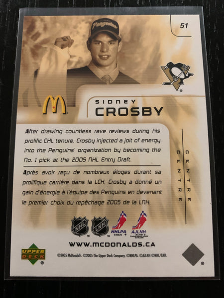 2005-06 MCDONALDS HOCKEY #51 PITTSBURGH PENGUINS - SIDNEY CROSBY ROOKIE CARD RAW