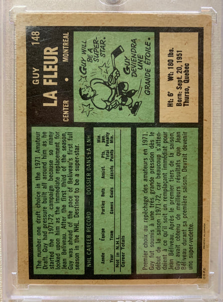 1971-72 OPC HOCKEY #148 MONTREAL CANADIENS - GUY LAFLEUR ROOKIE CARD RAW