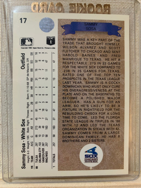 1990-91 UPPER DECK BASEBALL #17 - SAMMY SOSA ROOKIE CARD RAW