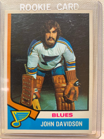 1974-75 O-PEE-CHEE HOCKEY #11 ST.LOUIS BLUES - JOHN DAVIDSON ROOKIE CARD RAW