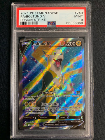 2021 POKEMON SWSH FUSION STRIKE BOLTUND V FULL ART RARE 249/264 - GRADED PSA 9 MINT