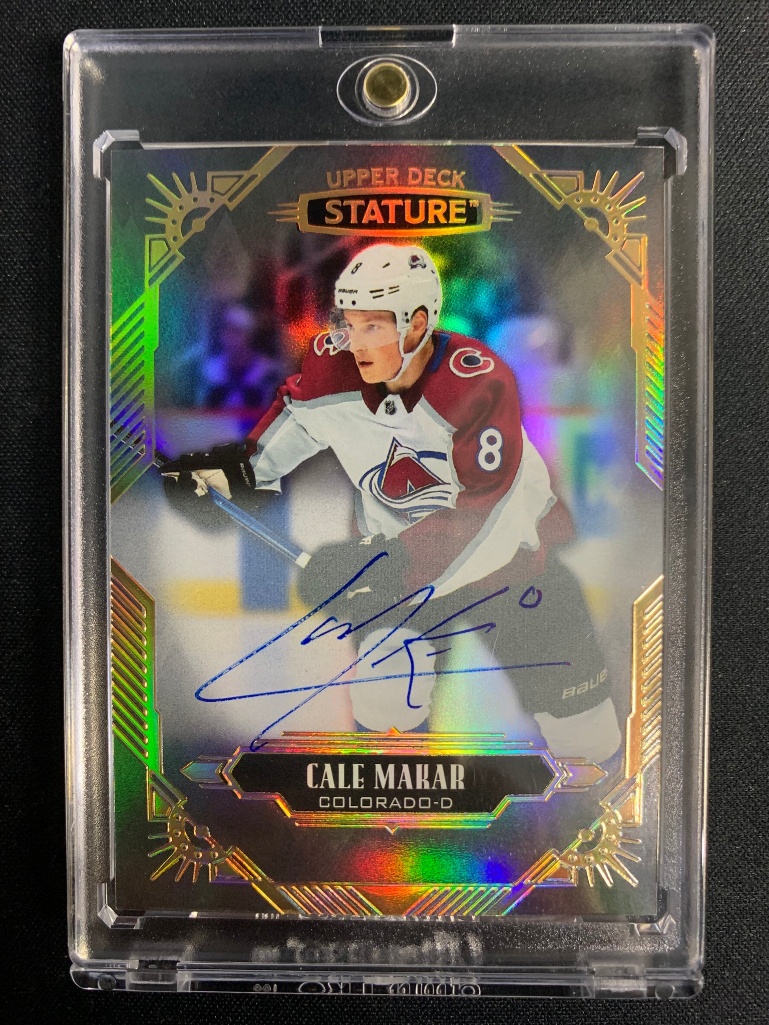 2020-21 UPPER DECK STATURE HOCKEY #17 COLORADO AVALANCHE - CALE MAKAR STATURE ON CARD AUTOGRAPH