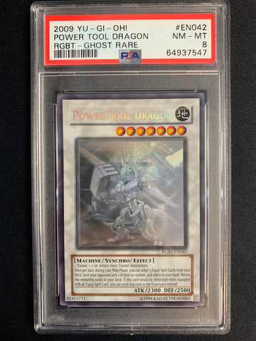 2009 YU-GI-OH POWER TOOL DRAGON GHOST RARE #EN042 GRADED PSA 8 NM-MT