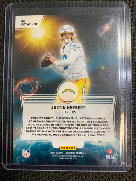 2021 PANINI DONRUSS FOOTBALL #OTW-JHE LOS ANGELES CHARGERS - JUSTIN HERBERT "OUT OF THIS WORLD" INSERT