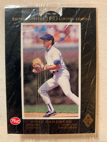 1993-94 BASEBALL #14 OF 18 - RYNE SANDBERG 1993 POST CEREAL LIMITED EDITION CARD RAW