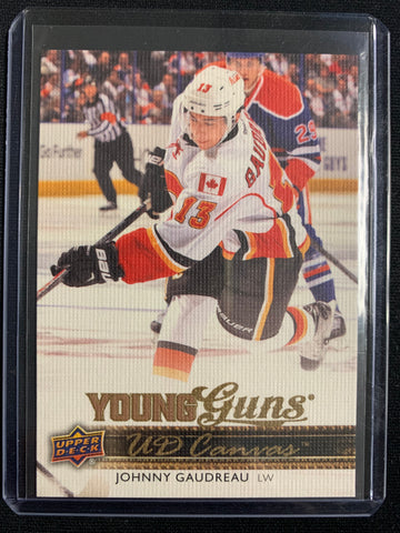 2014-15 UPPER DECK S1 HOCKEY #C96 CALGARY FLAMES - JOHNNY GAUDREAU CANVAS YOUNG GUNS ROOKIE CARD