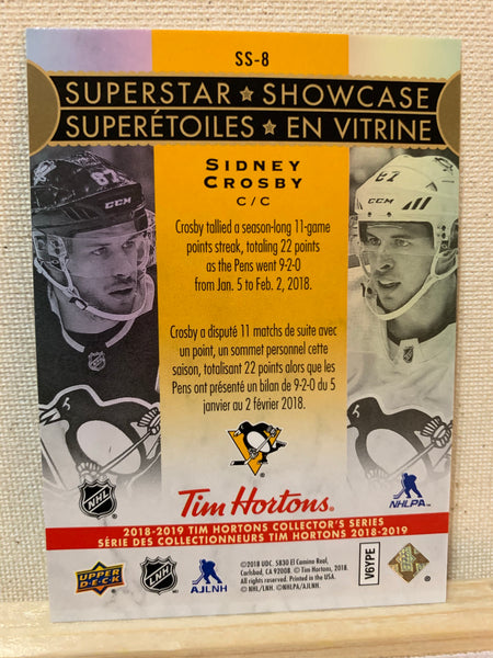 2018-19 TIM HORTONS HOCKEY #SS-8 PITTSBURGH PENGUINS - SUPERSTAR SHOWCASE SIDNEY CROSBY CARD RAW