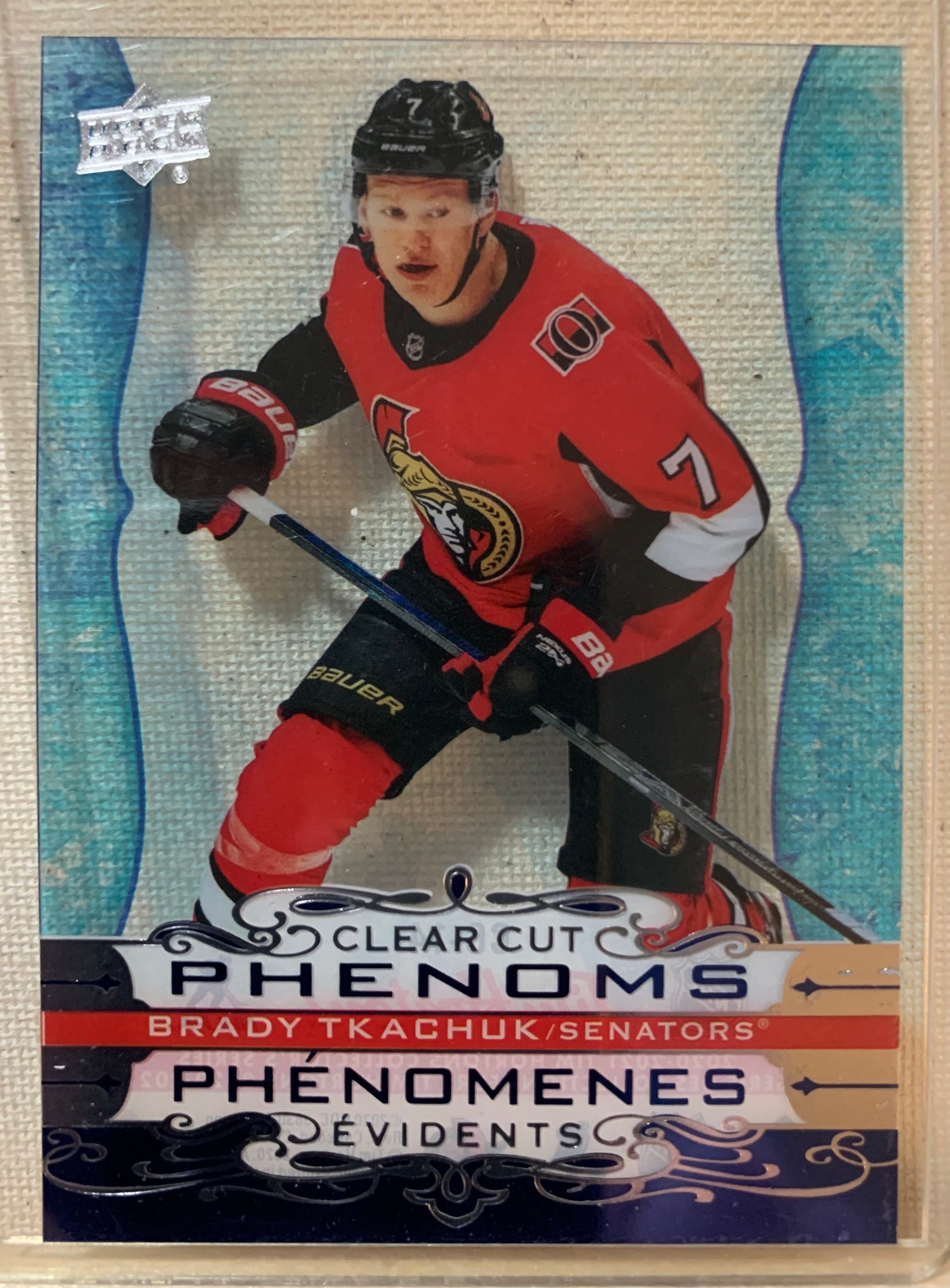 2020-21 TIM HORTONS HOCKEY #CC-14 OTTAWA SENATORS - CLEAR CUT PHENOMS BRADY TKACHUK CARD RAW